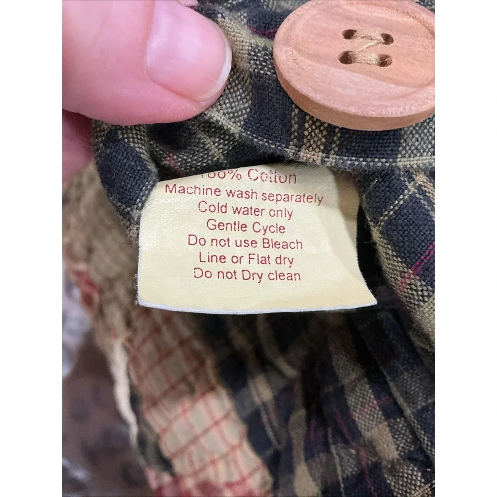 Plaid, Quilted Primitive Star Pillow Case Cover Sham, Standard Size, Cottagecore